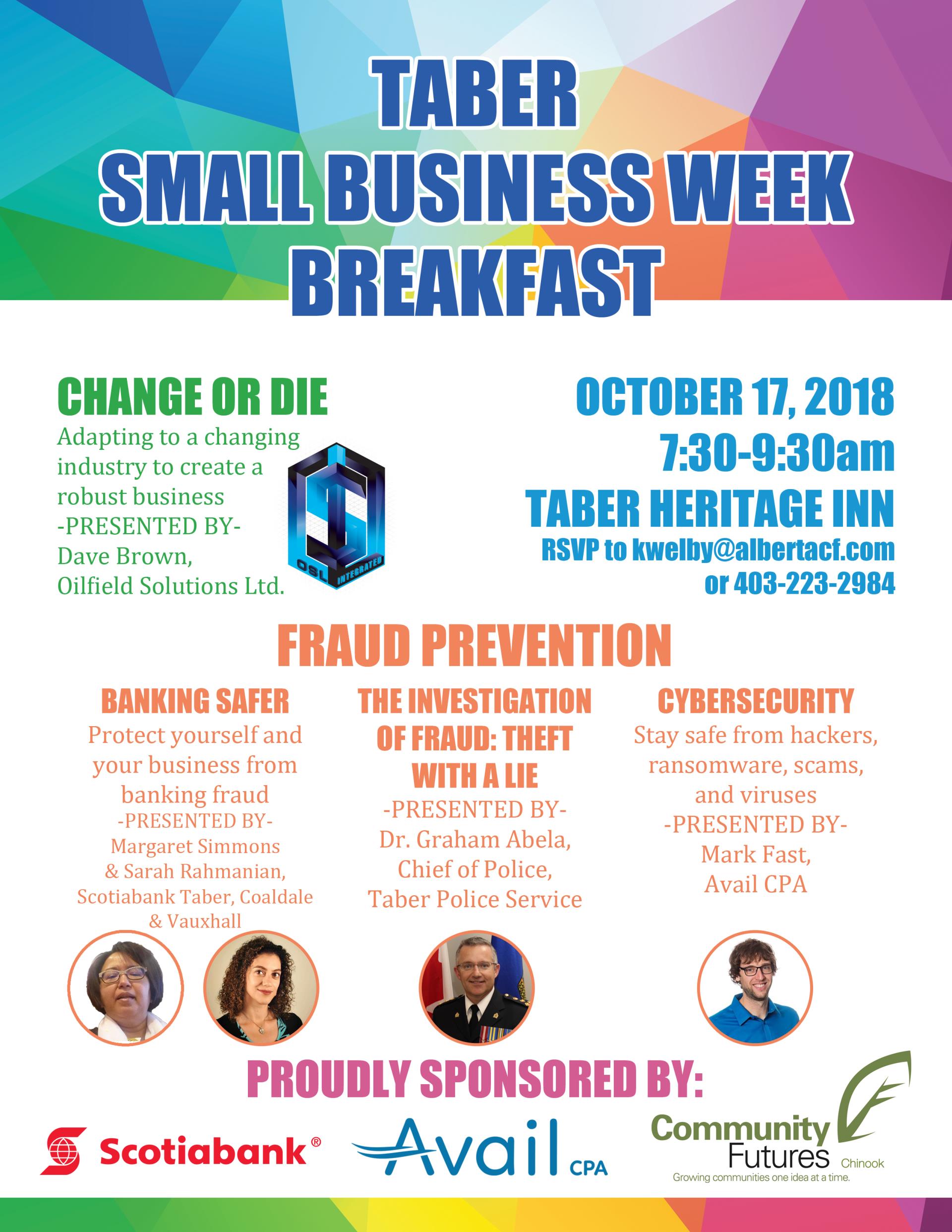 Taber Small Business Week Breakfast 2018 Poster