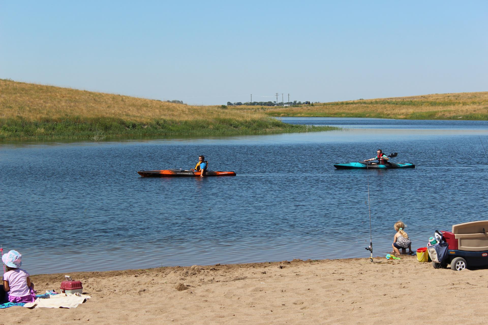 Kayaks and Beach at the Taber Trout Pond 2018