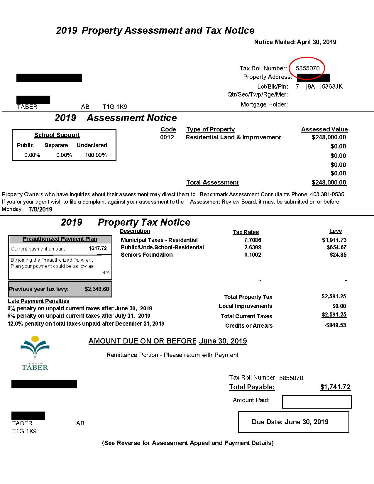 Tax Notice Bill Example