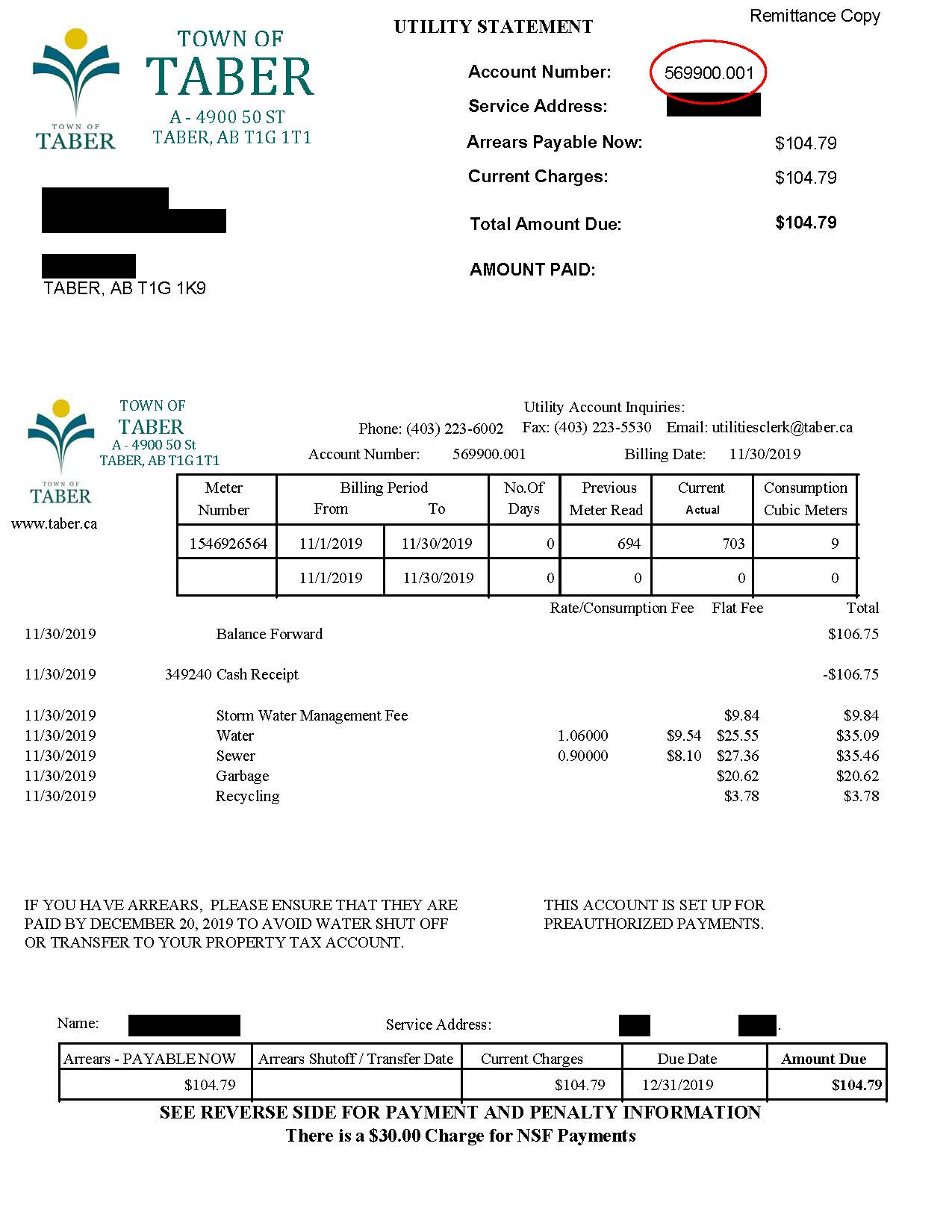 Utility Bill Example